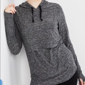 Motherhood Maternity Lift Up Nursing Hoodie NWT spacedye gray Small